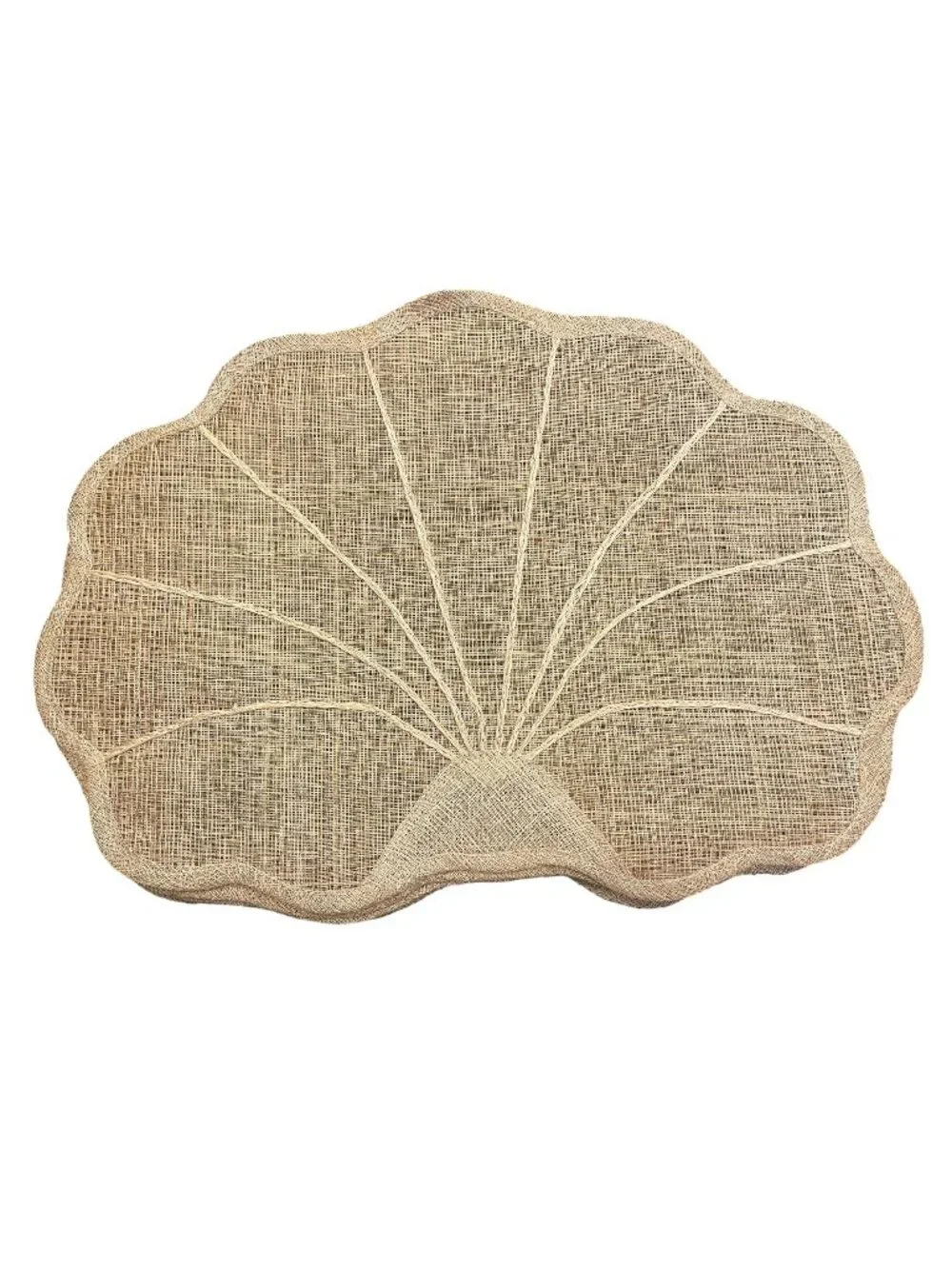 Vintage Woven Fan Shell Place Mats Set of 6 Handmade Philippines